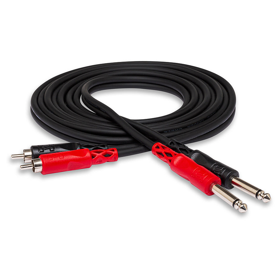 Hosa CPR-203 Stereo Interconnect, Dual 1/4 in TS to Dual RCA, 3 meters