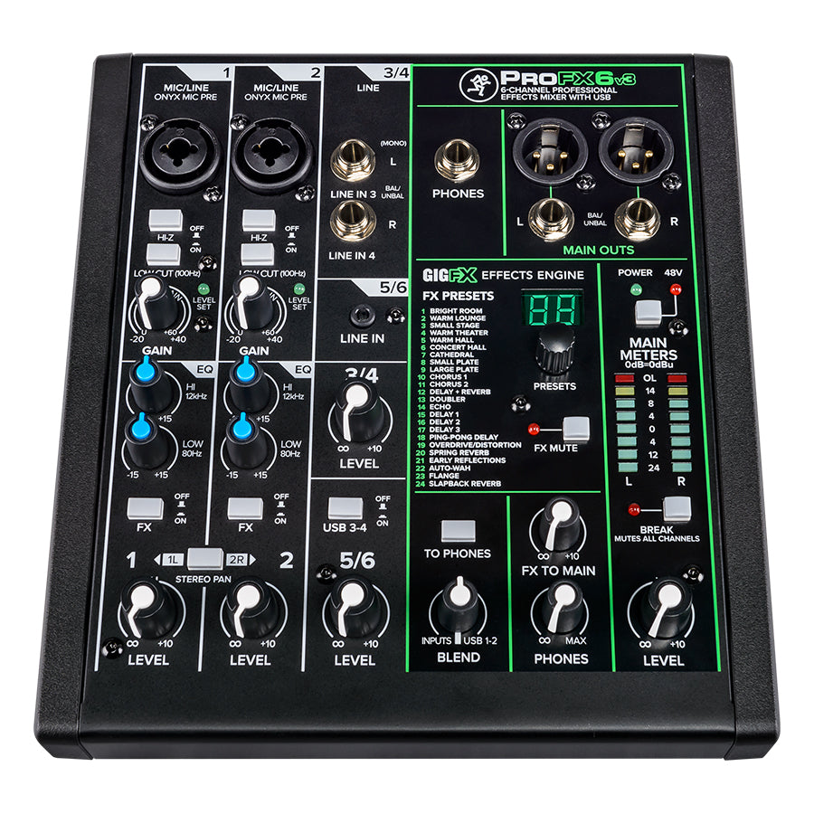 Mackie ProFX6v3 6 Channel Professional Effects Mixer with USB