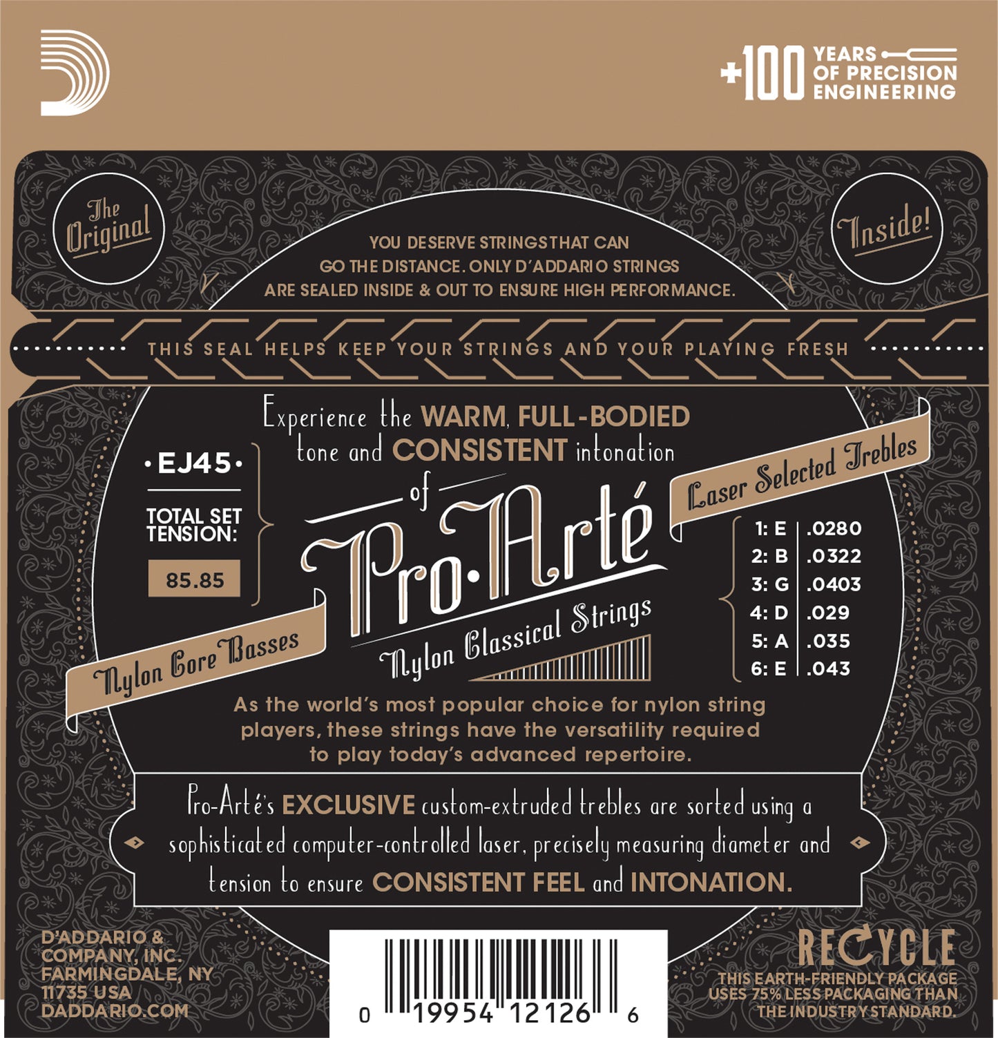 D'Addario EJ45 Normal Tension, Pro-Arté Nylon Classical Guitar Strings