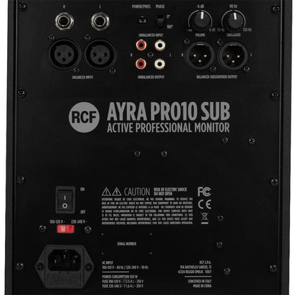 RCF AYRA-PRO-10-SUB Active 10" Reference Subwoofer (Black)