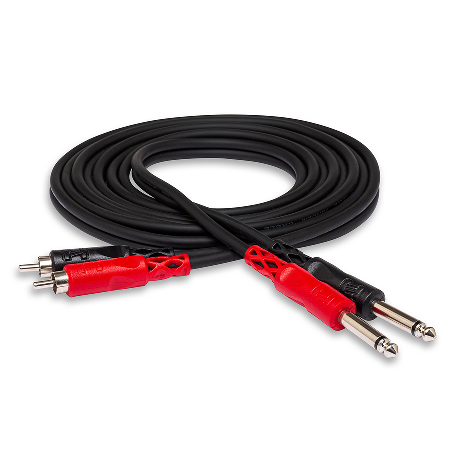 Hosa CRA-202 Stereo Interconnect, Dual 1/4 in TS to Dual RCA, 2 m