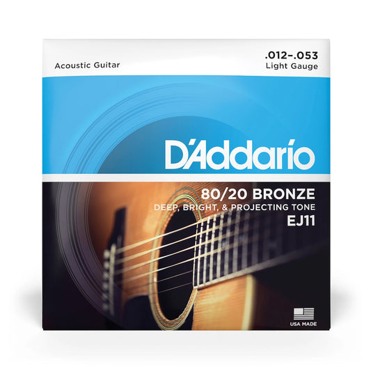 D'Addario EJ11 12-53 Light, 80/20 Bronze Acoustic Guitar Strings