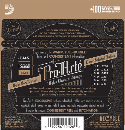 D'Addario EJ45 Normal Tension, Pro-Arté Nylon Classical Guitar Strings
